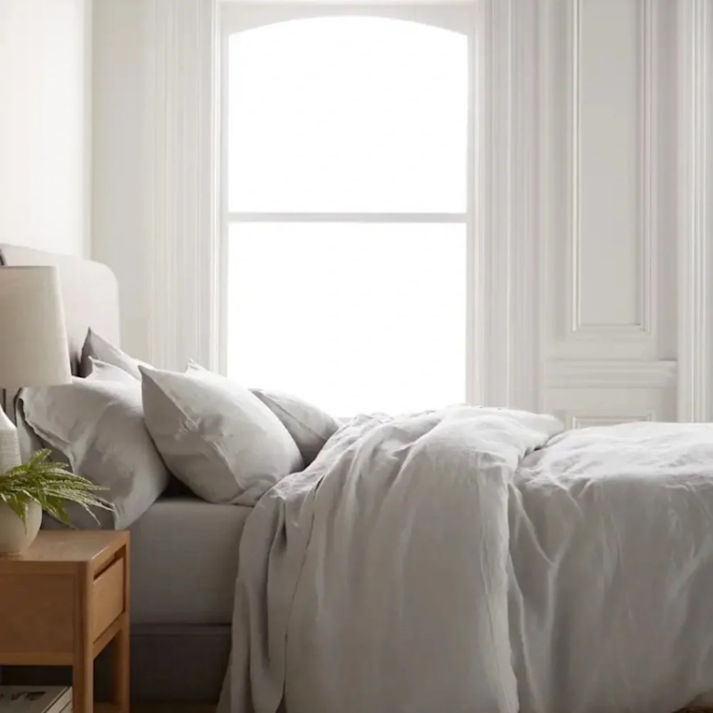 Quince Light Grey European Linen Duvet Cover King/Cal King